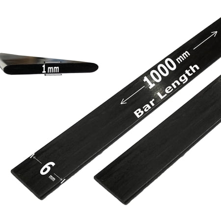 4 1mm x 6mm 1000mm - PULTRUDED-Flat Carbon Fiber Bar. 100% Pultruded high Strength Carbon Fiber. Used for Drones, Radio Controlled Vehicles. Projects requiring high Strength Components