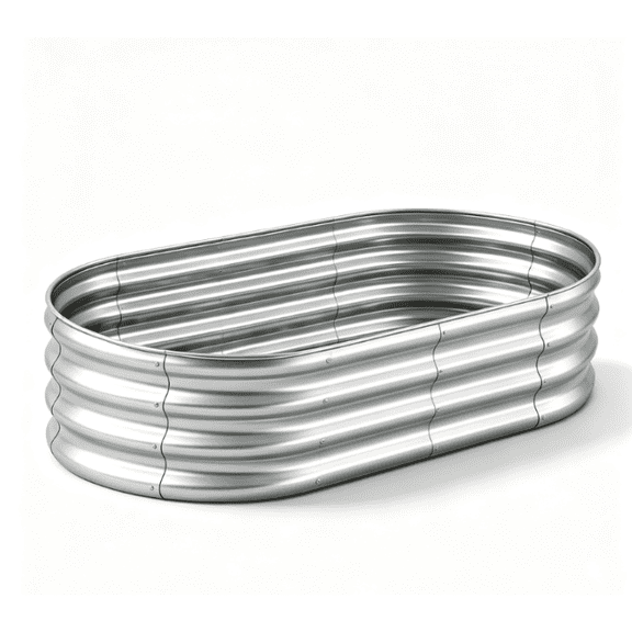421ft Oval Galvanized Metal Raised Garden Bed, Outdoor Weatherproof Planter Box for Backyard Vegetable & Flower Planting
