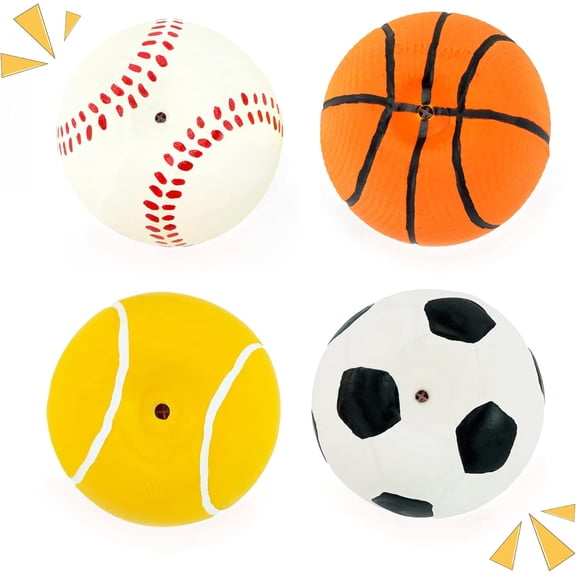 4 2.4" Squeak Latex Puppy Ball Balls Sets Fetch Interactive for Small Dogs