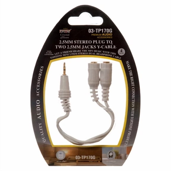 4" 2.5Mm Stereo Male Plug To Two 2.5Mm Mini Jack Audio Y-Cable Adapter Splitter