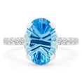thumbnail image 1 of 4.2 CTW Oval Blue Topaz Laser Cut Under Halo Engagement Ring in 14K White Gold - Size 3.5, 1 of 1