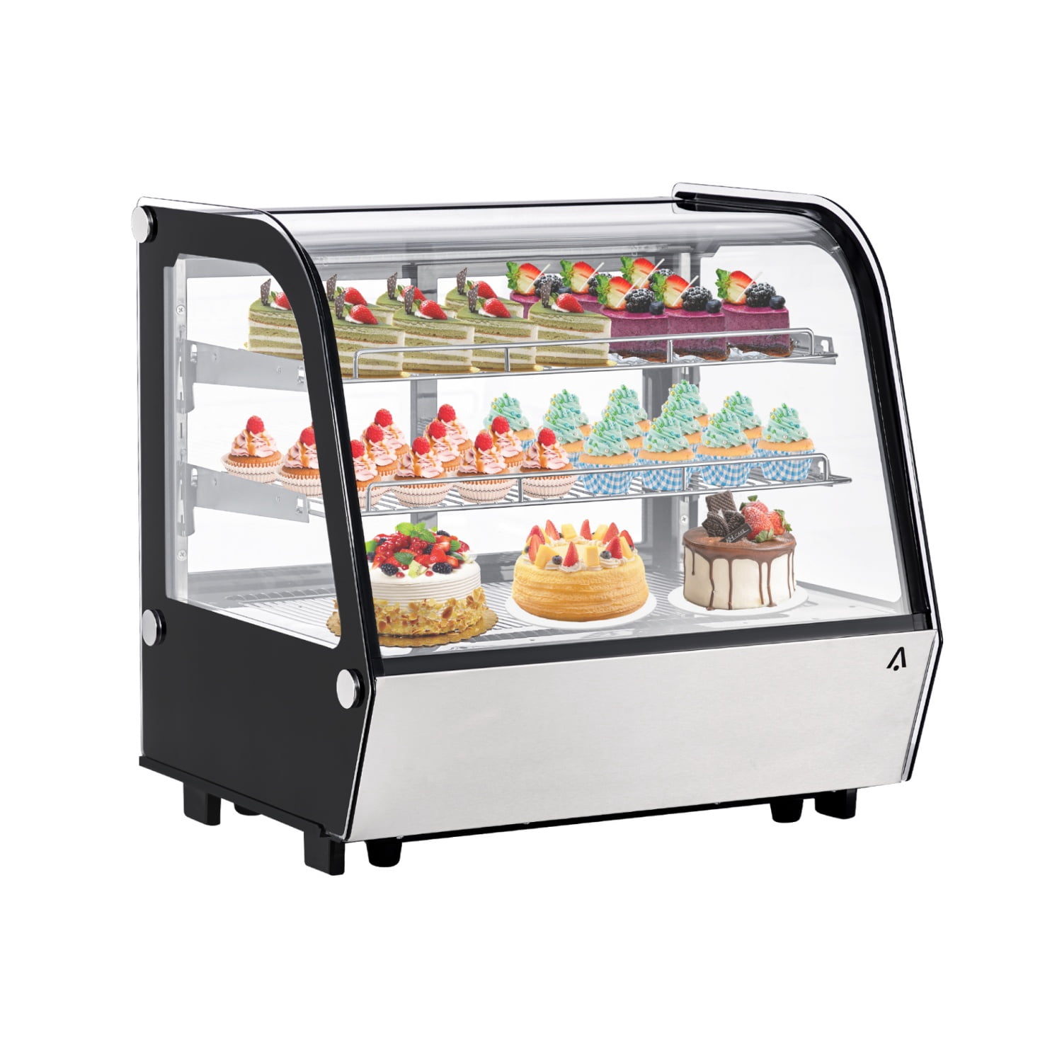 4.2 Cu.Ft Commercial Countertop Refrigerator - Pastry Refrigerated Display Case w/Led Lighting, Auto Defrost, Air-Cooling, Rear Sliding Door for Cafe Restaurant, Sliding Door Floor Refrigerator