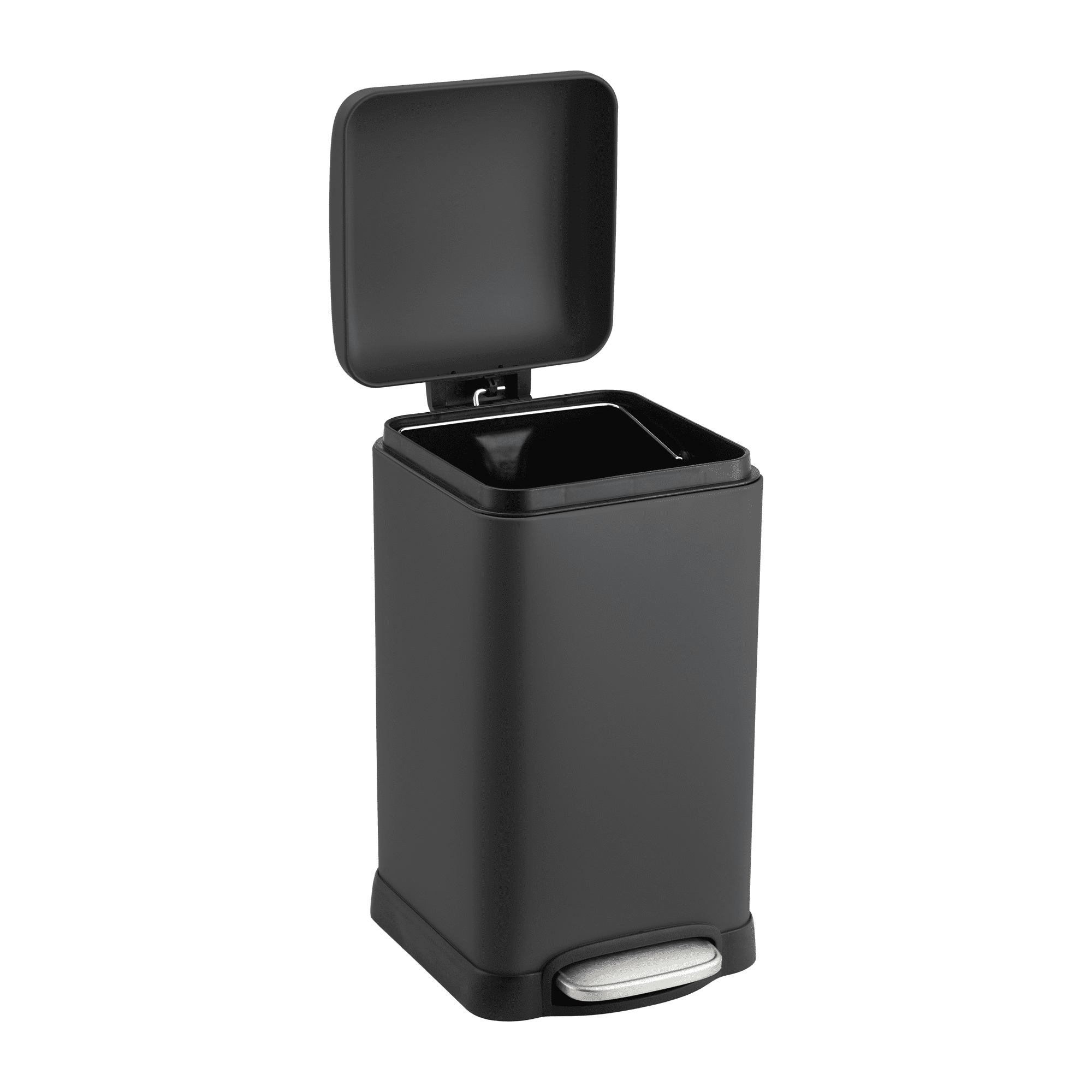 4.2 Gal (12L) Trash Can with Lid, M7 Stainless Steel Garbage Bin, 11.8"L x 9.4"W x 17.3"H, Anti-Fingerprint Design for Kitchen & Bathroom, Black