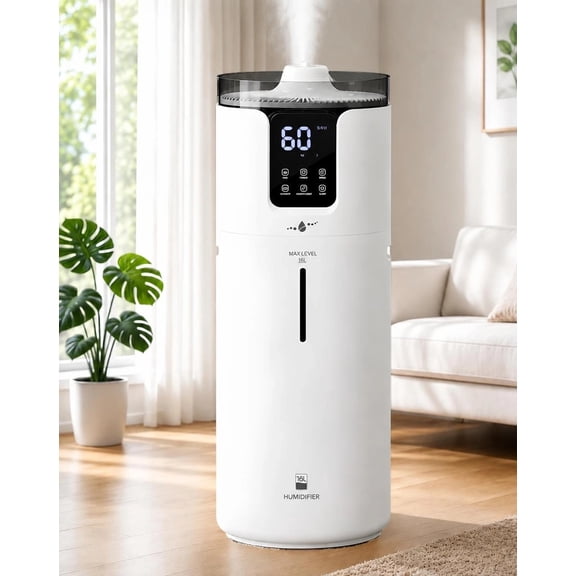 Lacidoll Whole House Humidifier for home, 16L/4.2gal, 1500 Sq.ft., Ultrasonic Cool Mist Humidifier for Room, White