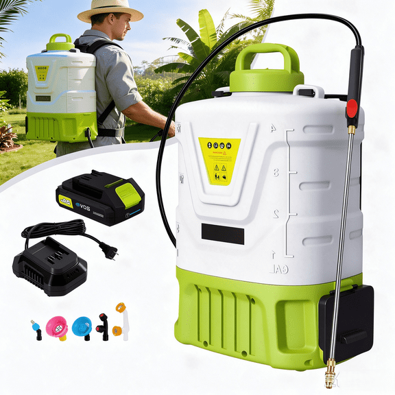 4.2 Gallon Battery Powered Backpack Sprayer with Telescopic Wand and 5 Nozzles