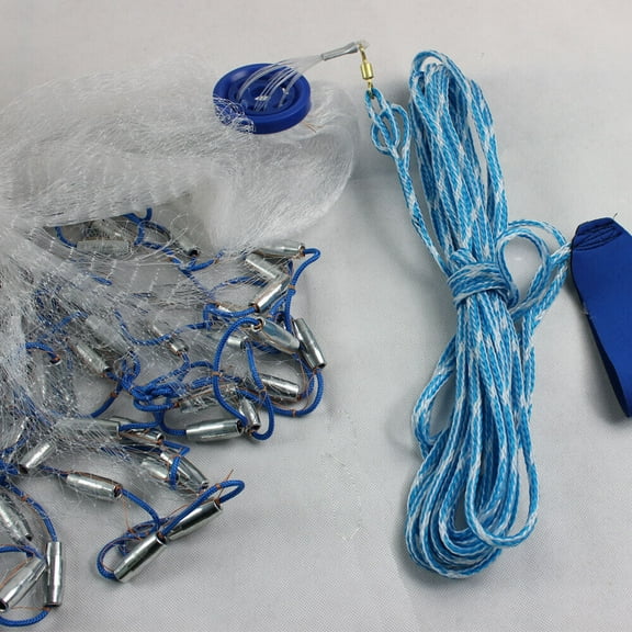 4.2 Meter Hand Cast Fishing Net Saltwater Bait Casting Net w/Real Sinker New US