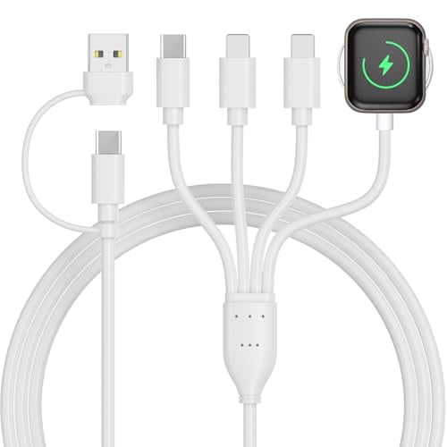 4 in 2 Multi Charging Cable for Watch Charger,USB C Cable Universal Travel Charger with L/Type C Compatible with Phone 16 15 14 13 iWatch Series 10/9/8/7/6/5/4/3/2/1 Galaxy S23 S22-4FT