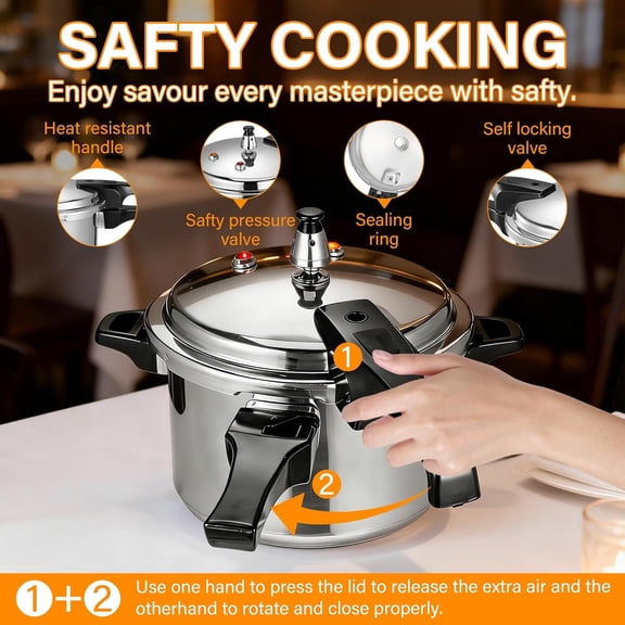 4.2 Quart Aluminum Pressure Cooker Stovetop Fast Cooking Pot Pressure Canner Compatible for Induction Cookers and Gas Stoves, Silver (4L)