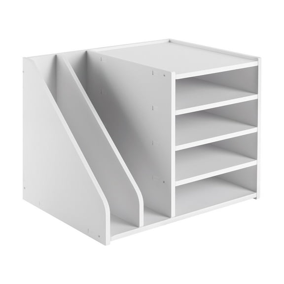 4+2 Slots White File Holder Organizer PVC Literature Organizer File Sorter Paper Storage Holder