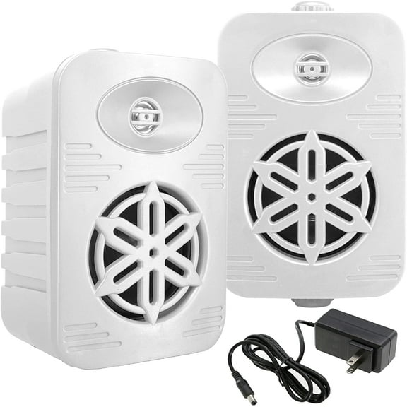 4 2-Way Indoor/Outdoor Bluetooth Speaker System - 1/2 High Compliance Polymer Tweeter (White)
