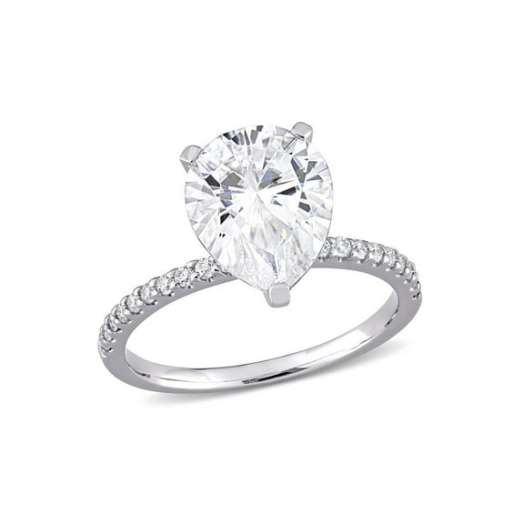4.20 Carat (Ctw) Solitaire Pear-Cut Synthetic Moissanite Engagement Ring 10K White Gold
