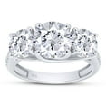 thumbnail image 1 of 4.20 Cts Certified D Colorless 3 Round Stones Moissanite Ring . 18K White Gold Plated Solitaire Engagement Ring, Wedding Ring , Gift for Her, 1 of 5