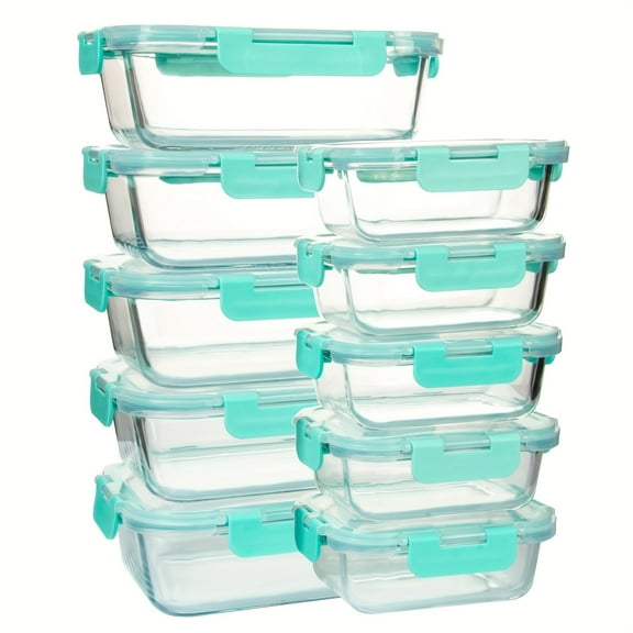 4/20-Piece Glass Food Storage Containers - Airtight Lids, Microwave & Dishwasher Safe for Meal Prep & Pantry