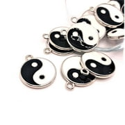 GUERRILLA CHARM 4, 20 or 50 Pieces: Enamel Yin Yang Charms - Double Sided
