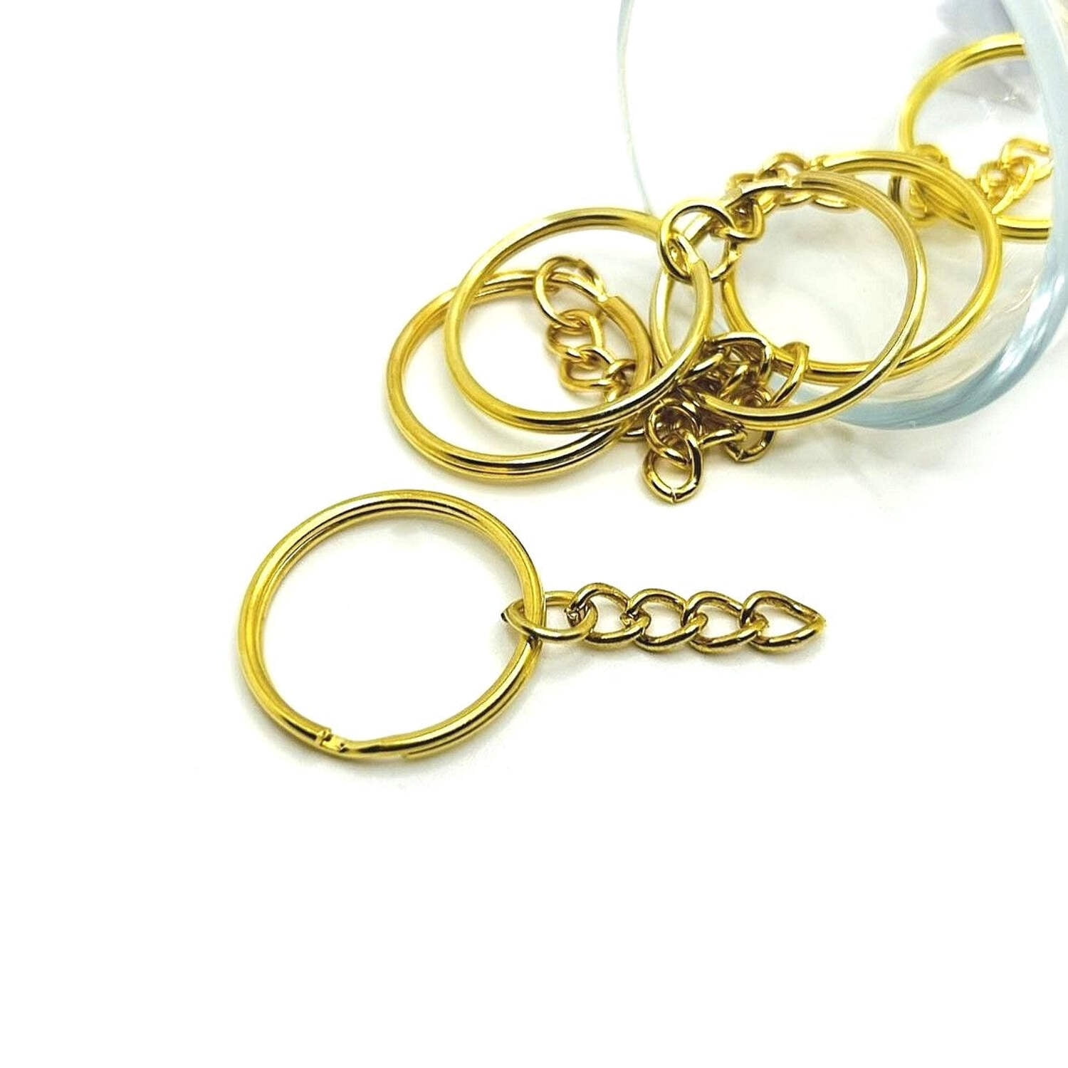 4, 20 or 50 Pieces: Gold Plated Key Chain Starter Base Split Rings ...