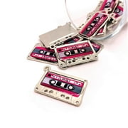 GUERRILLA CHARM 4, 20 or 50 Pieces: Pink and Silver 80's Cassette Charms