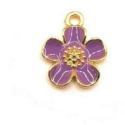 GUERRILLA CHARM 4, 20 or 50 Pieces: Purple and Gold Flower Charms