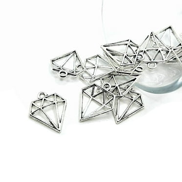 4, 20 or 50 Pieces: Silver Diamond Shape Geometric Charms