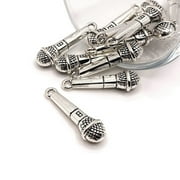 GUERRILLA CHARM 4, 20 or 50 Pieces: Silver Microphone Music 3D Charms