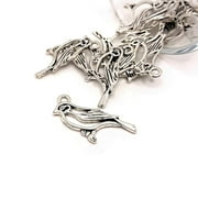 GUERRILLA CHARM 4, 20 or 50 Pieces: Silver Robin Bird Charms