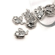 GUERRILLA CHARM 4, 20 or 50 Pieces: Silver Teapot Charms - Double Sided