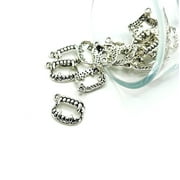 GUERRILLA CHARM 4, 20 or 50 Pieces: Silver Vampire Teeth Halloween Charms