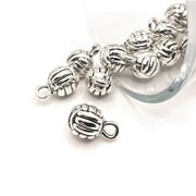 GUERRILLA CHARM 4, 20 or 50 Pieces: Silver Volleyball 3D Charms