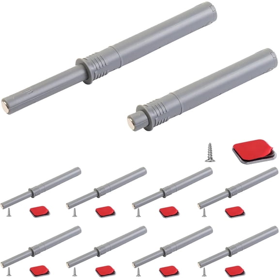 4.21" Push to Open Cabinet Hardware 10 Pack Push Latch & Lock for Hidden Door Touch Latches and Catch Push Release Drawer Pull Tip on RV Closet Strong Pop Out, Grey
