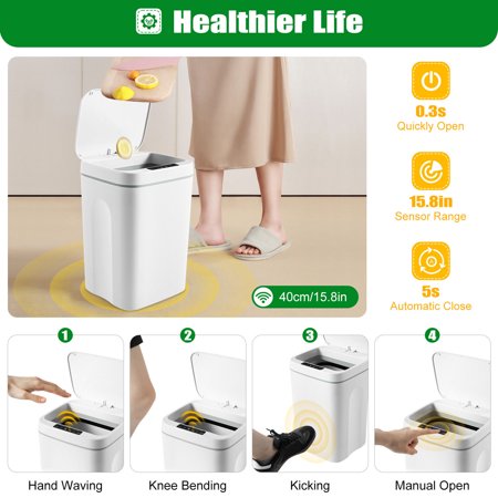 4.22 Gallon Trash Can Touchless Automatic Motion Sensor Smart Trash Can Bathroom
