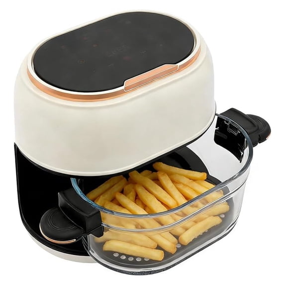 4.23 Qt Glass Air Fryer Small Airfryer with Visible Frying Basket, Precise Temperature Control & Time, Multiple Preset Cooking Modes, Healthy Less Oil Cooking (White(Standard Version))