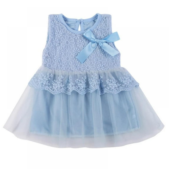 4-24M Infant Baby Girls Lace Dresses Kids Bow Princess Tulle Dresses Sleeveless Tutu Dress