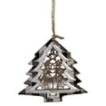 thumbnail image 1 of Northlight Buffalo Plaid Christmas Tree with Reindeer Ornament - 4" - Black and White, 1 of 6