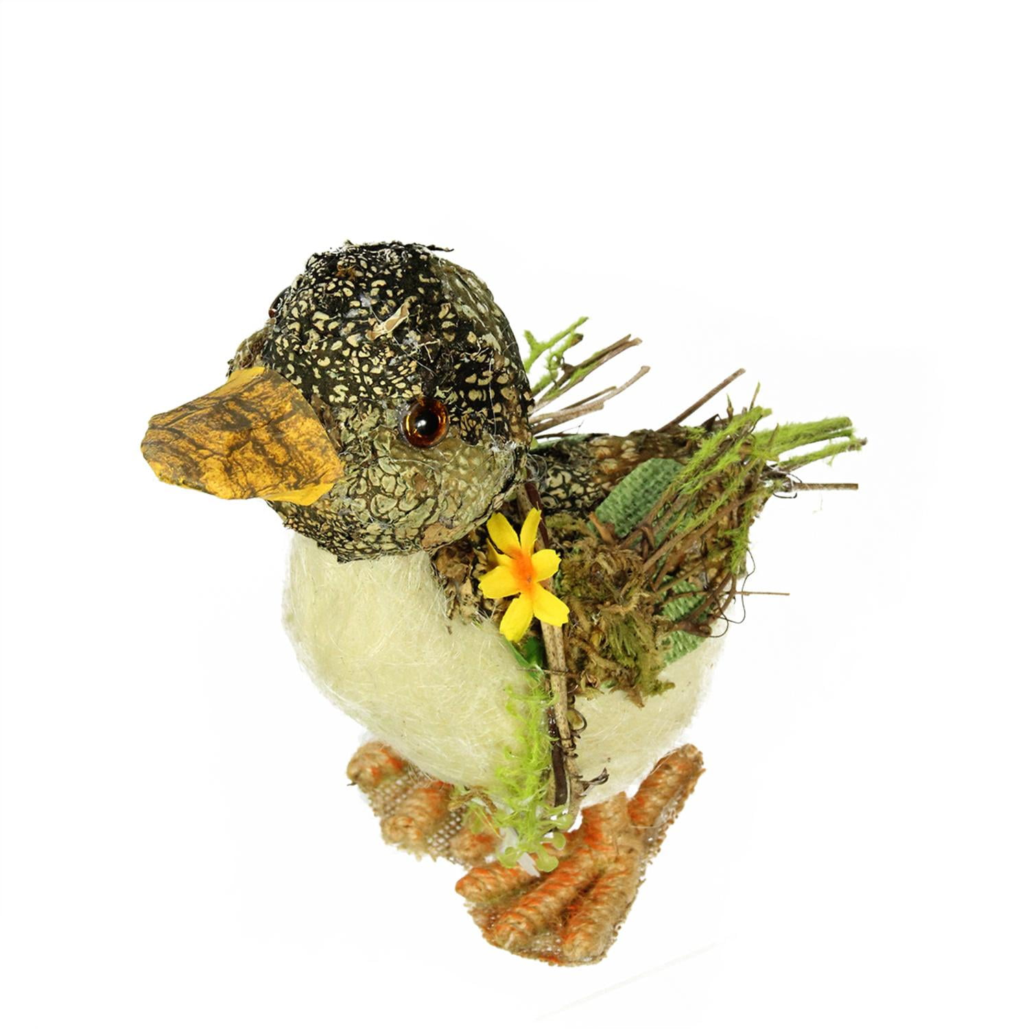 4.25" Brown Ivory and Orange Standing Duck Spring Table Top Decoration