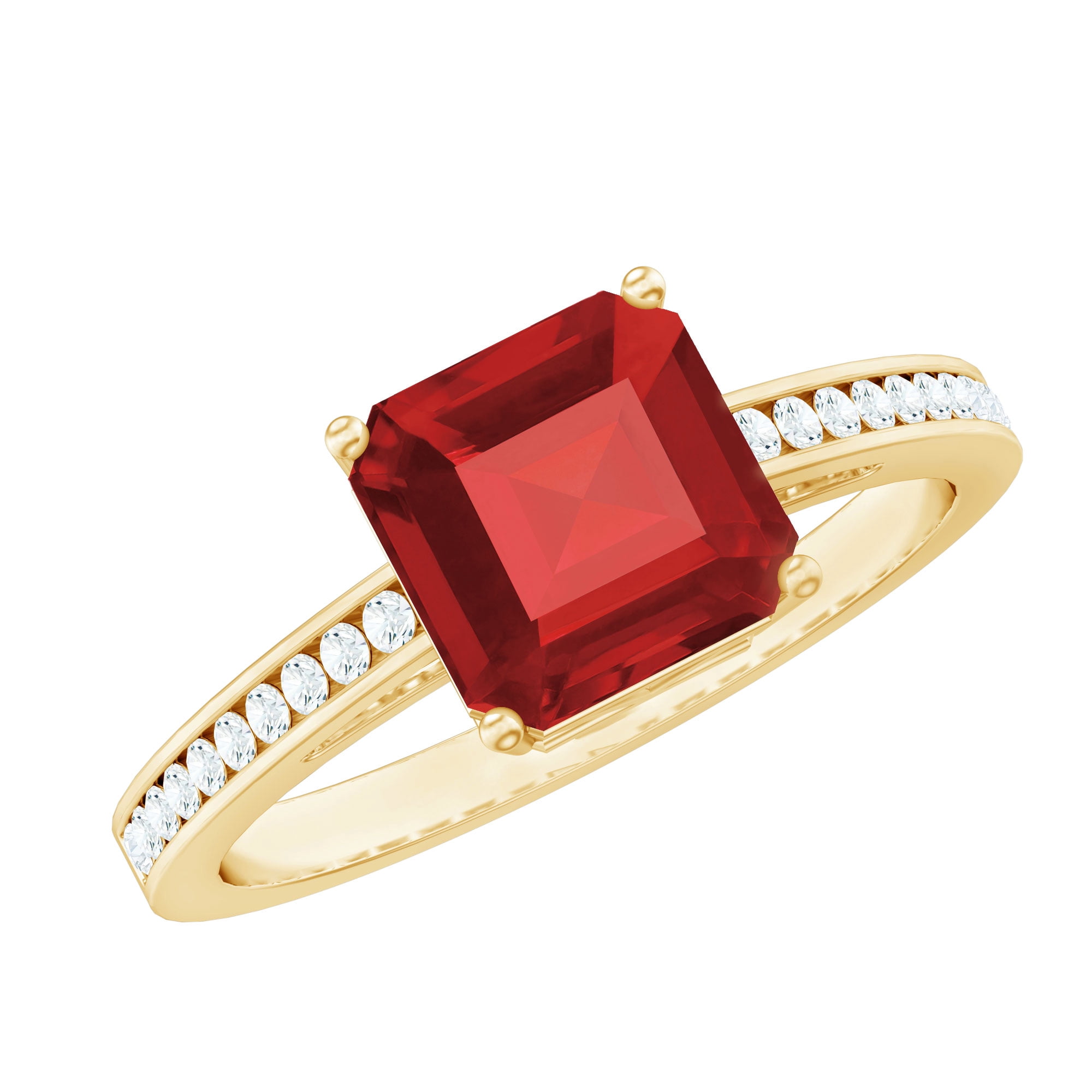 Rosec Jewels 4.25 CT Asscher Cut Created Ruby Solitaire Engagement Ring ...