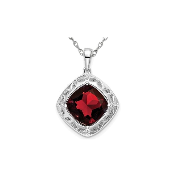 4.25 Carat (Ctw) Large Natural Garnet Dangling Pendant Necklace in Sterling Silver with Chain for Women