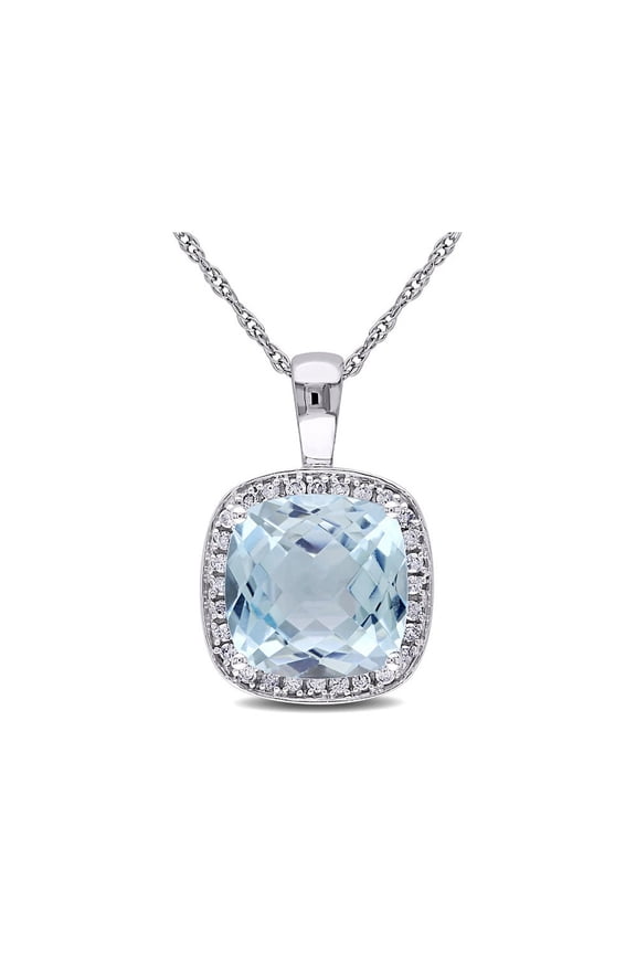 4.25 Carat (Ctw) Sky Blue Topaz Pendant Necklace in 10K White Gold with Chain for Women