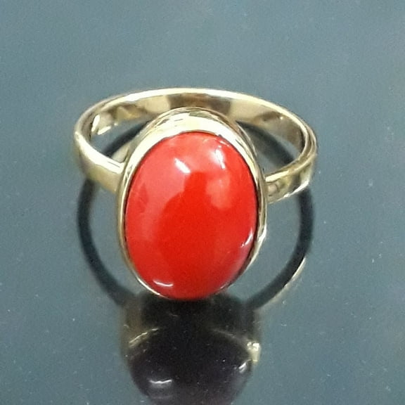 4.25 Carat Natural Certified Red Coral / Munga Moonga Panchdhatu Rashi Ratan Astrological Purpose Ring For Men 's ring April Birthstone Gift Ring