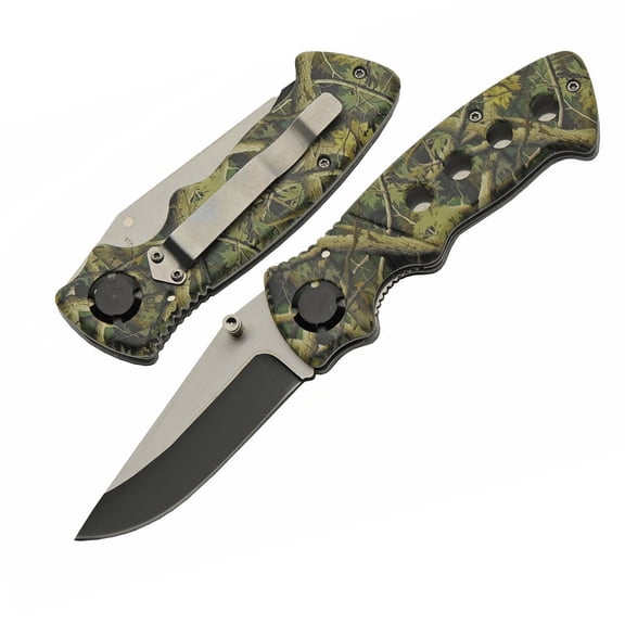 Rite Edge 4.25 Inch Camo Folding Knife Two Tone 3Cr13 Stainless Steel Blade Aluminum Handle Compact Pocket Tactical Utility Folding Knife