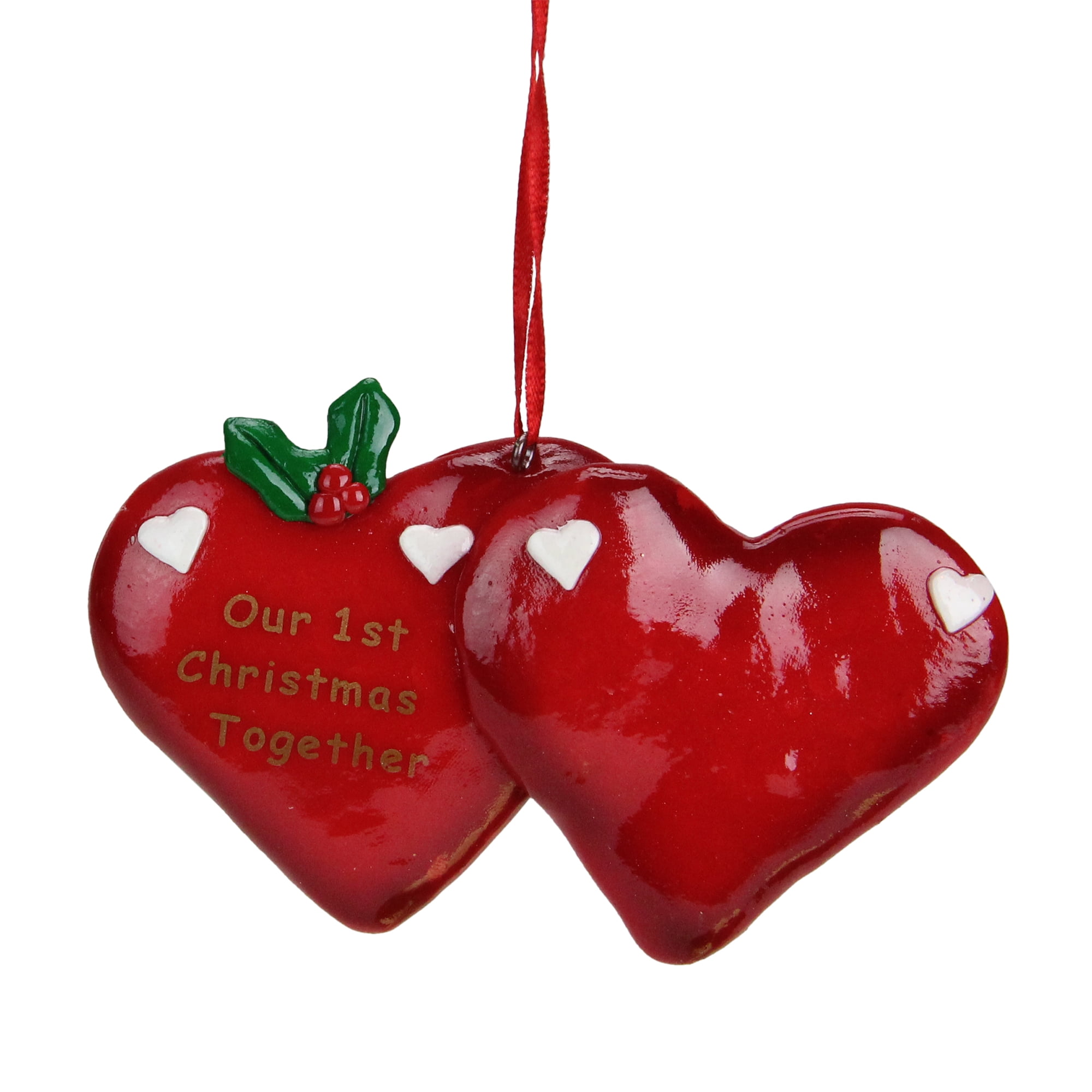 4.25" Green and Red "Our 1st Christmas Together" Christmas Ornament