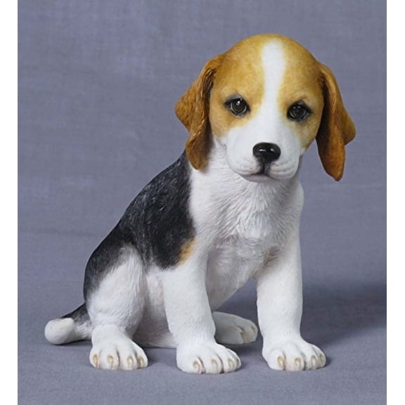 4.25 Inch Beagle Puppy Sitting Decorative Figurine, Brown and White