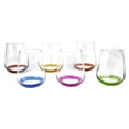 thumbnail image 1 of 4.25 in. Stemless Wine Glass with Multicolor Bases Set, 6 Piece, 1 of 1