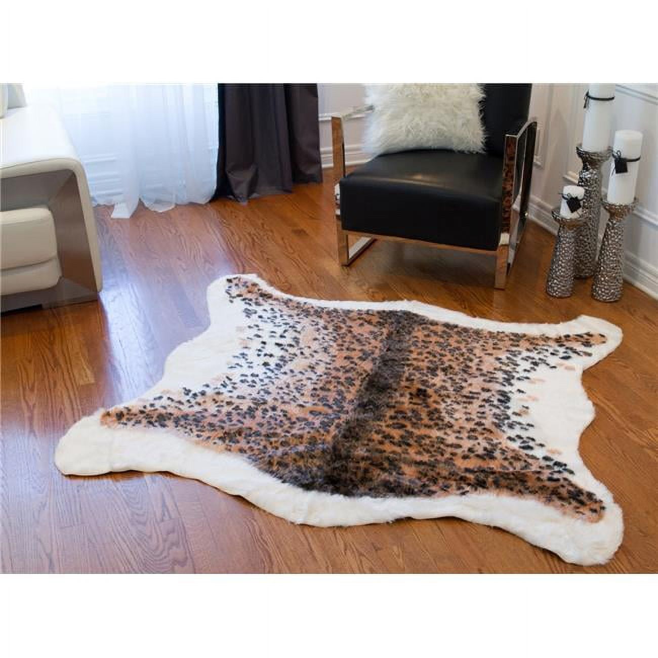 Blue Rectangular Tufted Synthetic Cowhide Rug
