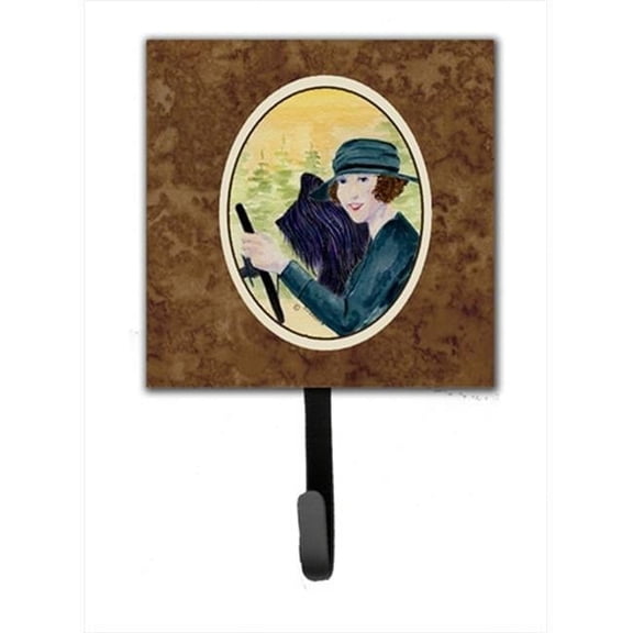 4.25 x 6 in. Lady Driving with Her Briard Leash Or Key Hook