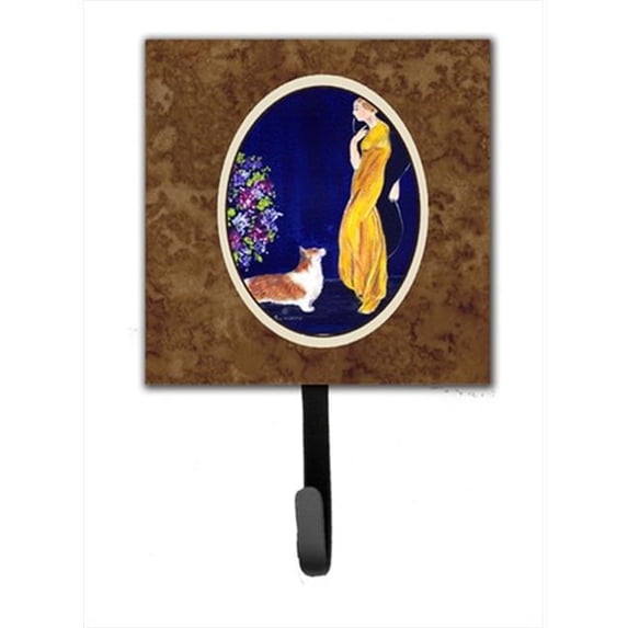 4.25 x 6 in. Lady with Her Corgi Leash Or Key Hook