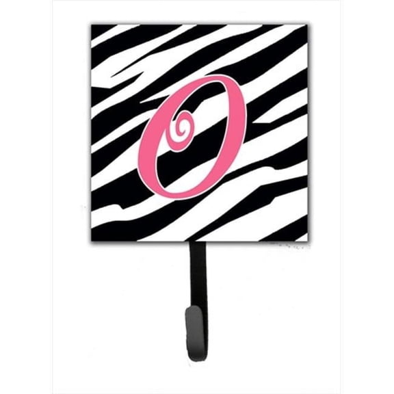 4.25 x 6 in. Letter O Initial Monogram Zebra Stripe and Pink Leash Or Key Hook
