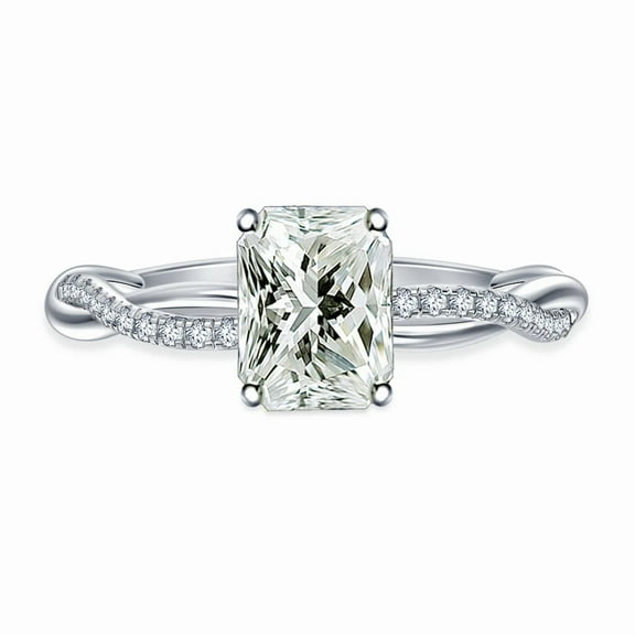 4.25Ct Radiant Near White Moissanite Diamond Engagement 925 Silver Ring