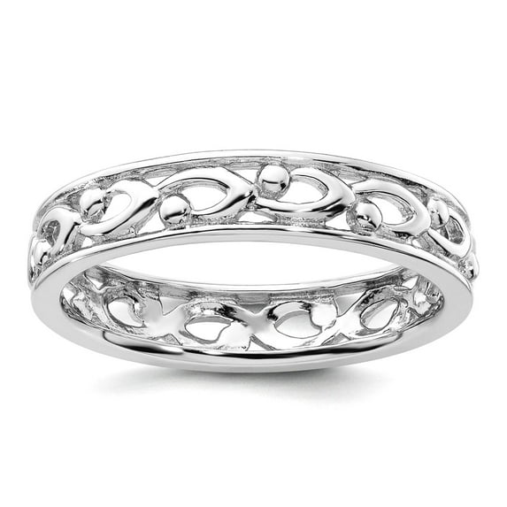 4.25mm 925 Sterling Silver Polished Patterned Stackable Carved Ring Size 8 Stackable Ring for Women