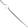 thumbnail image 1 of 4.25mm Sterling Silver Polished Textured Heart Bracelet With .75inch Extender - 7.5 Inch, 1 of 2