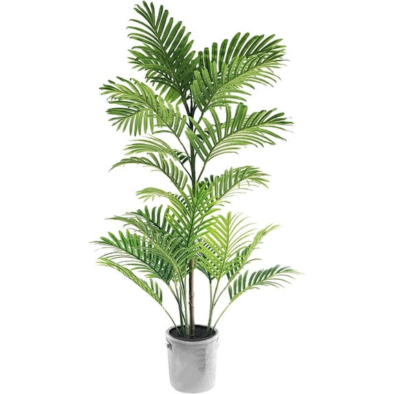4.26 Feet Artificial Palm Plants, Faux Tropical Plant Tree in Pot, Fake Greenery Decoration with Bendable Branches for Home Office Terrace Decorating