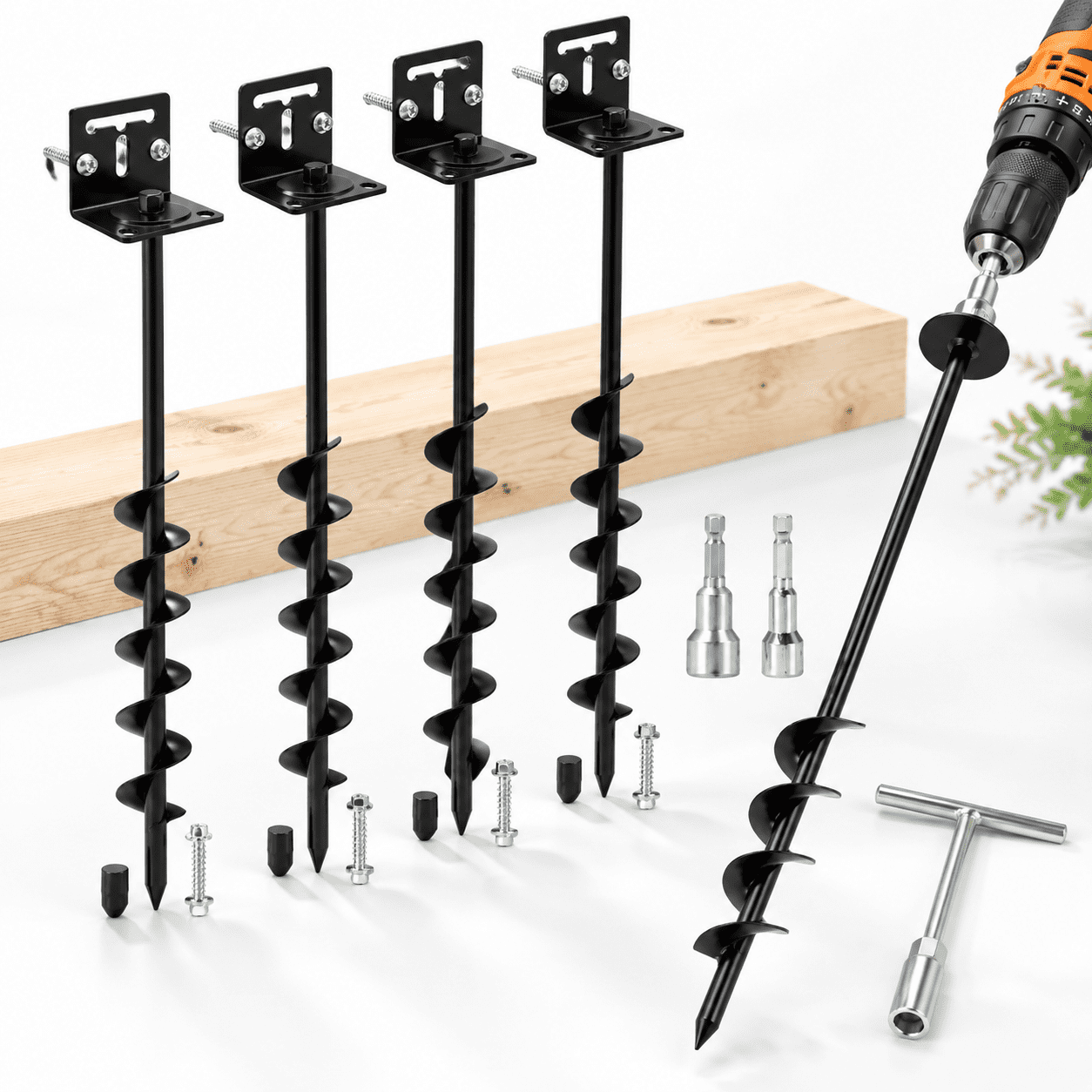 4×26in Heavy Duty Screw In Ground Anchors Kit For Trampolines, Sheds ...